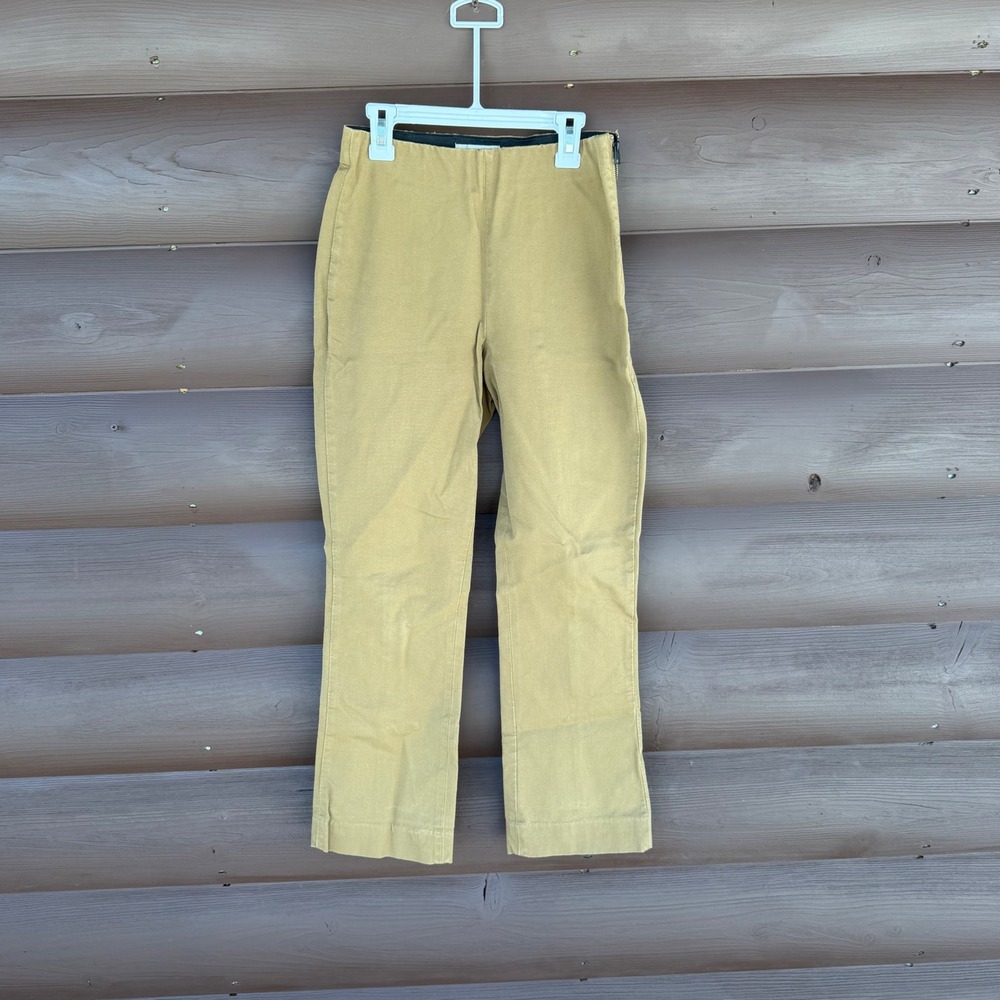 Everlane Side Zip Stretch Pant 2 Tan Ochre Cotton Blend Slim Straight Trousers